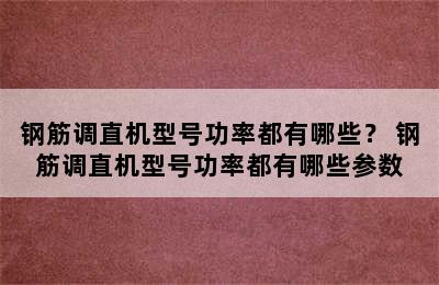 钢筋调直机型号功率都有哪些？ 钢筋调直机型号功率都有哪些参数